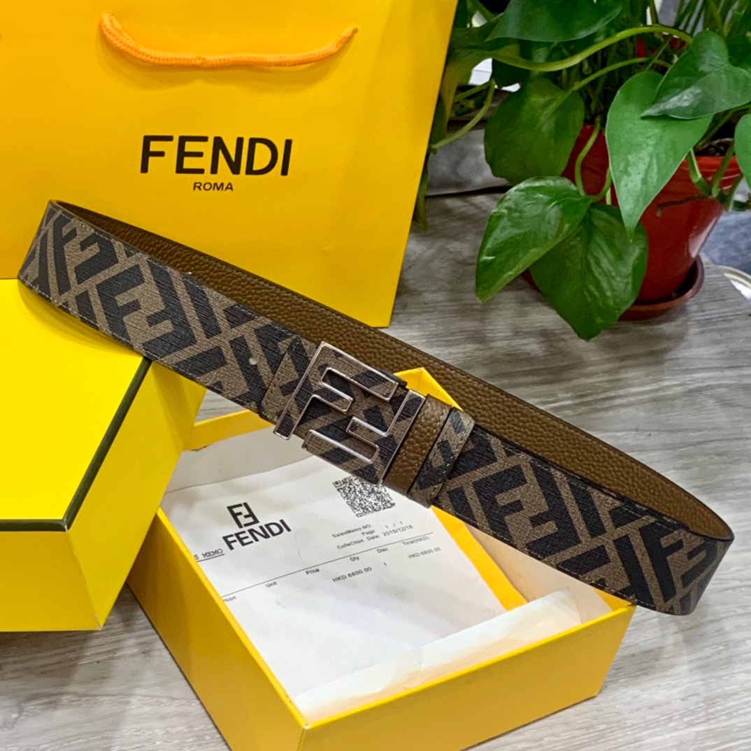 FENDI芬迪专柜同款双环正反用腰带