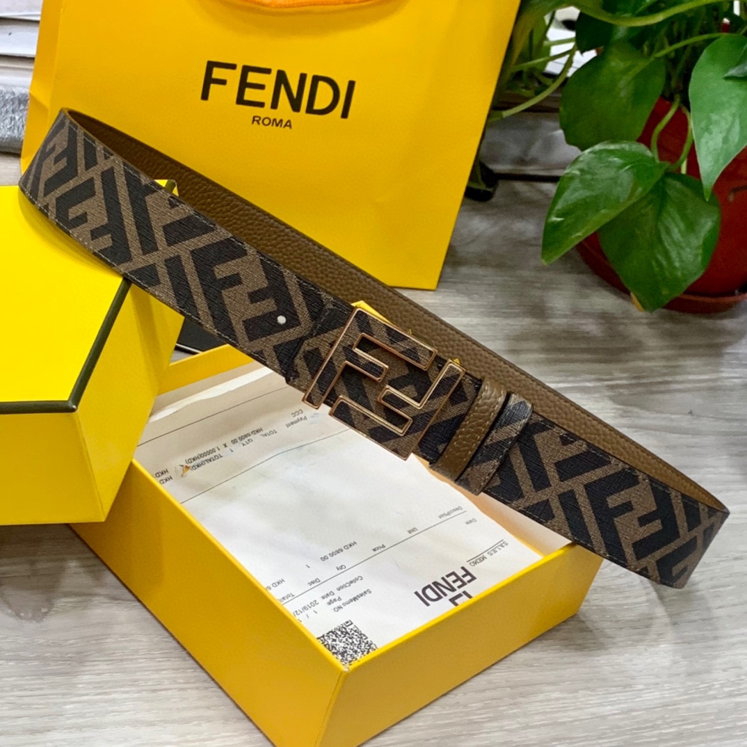 FENDI芬迪专柜同款双环正反用腰带
