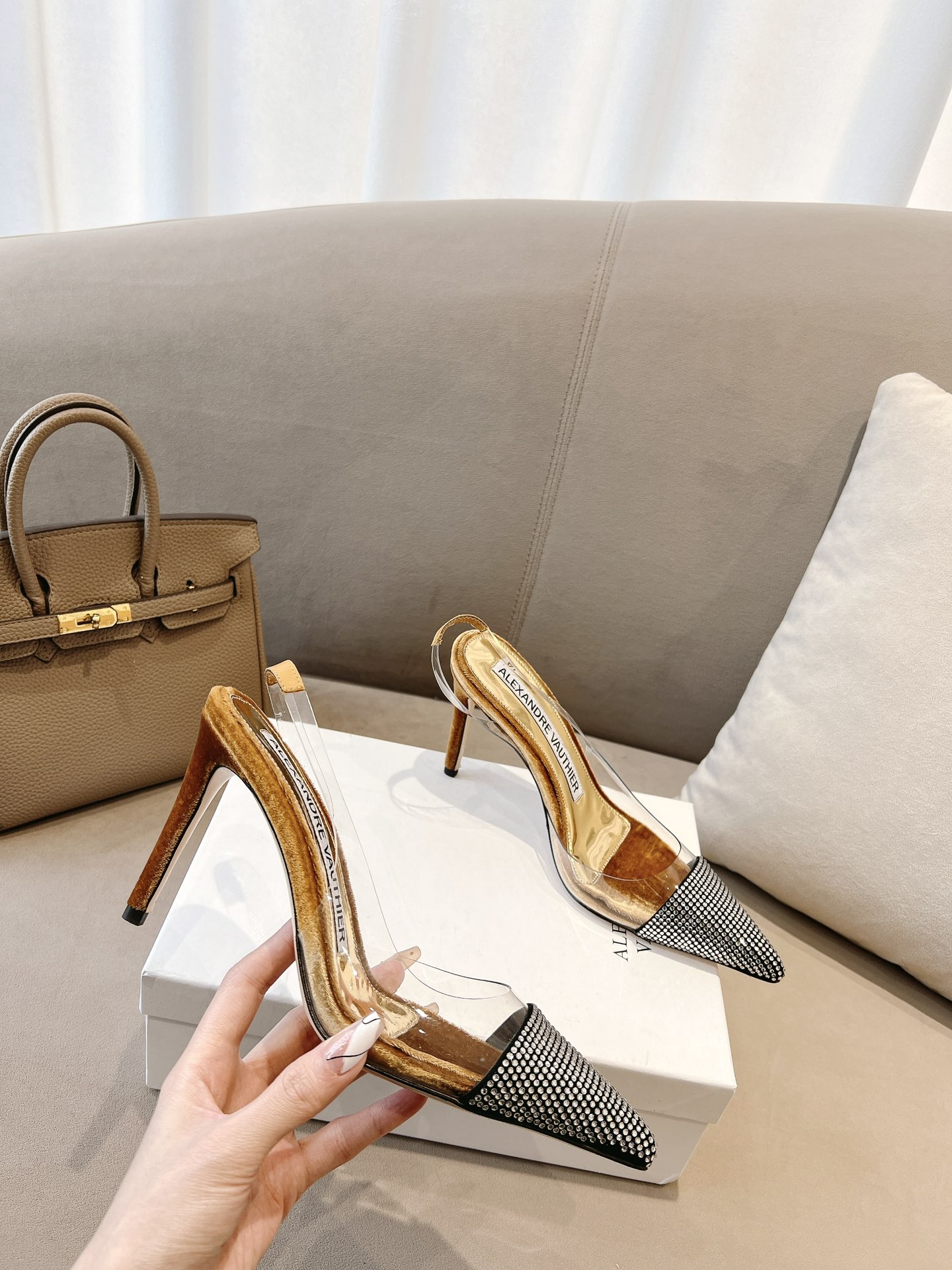 Alexandre Vauthie 2021-2023 Crystal Sole Water-Drive High Heels: PVC Film, Diamonds, Velvet. - 图片 6
