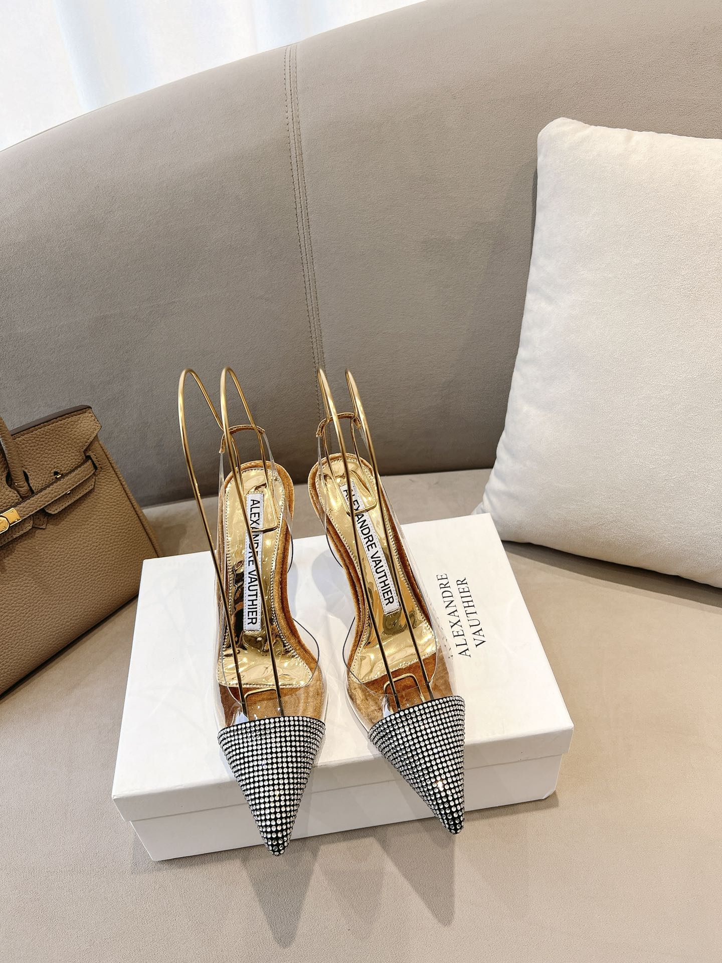 Alexandre Vauthie 2021-2023 Crystal Sole Water-Drive High Heels: PVC Film, Diamonds, Velvet.
