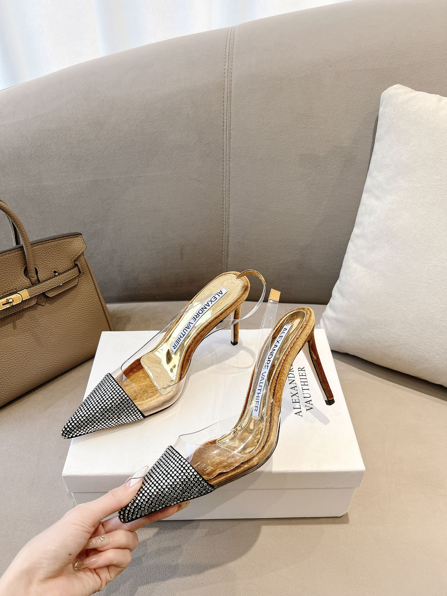Alexandre Vauthie 2021-2023 Crystal Sole Water-Drive High Heels: PVC Film, Diamonds, Velvet. - 图片 5