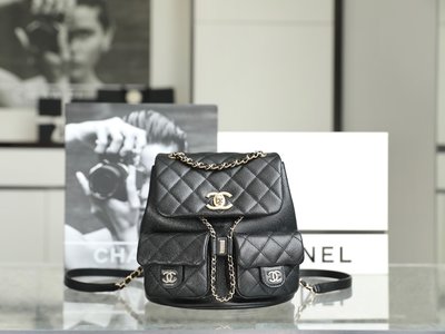 Chanel Bags Backpack Quality Replica Black Lychee Pattern Gold Hardware Cowhide Spring/Summer Collection Vintage