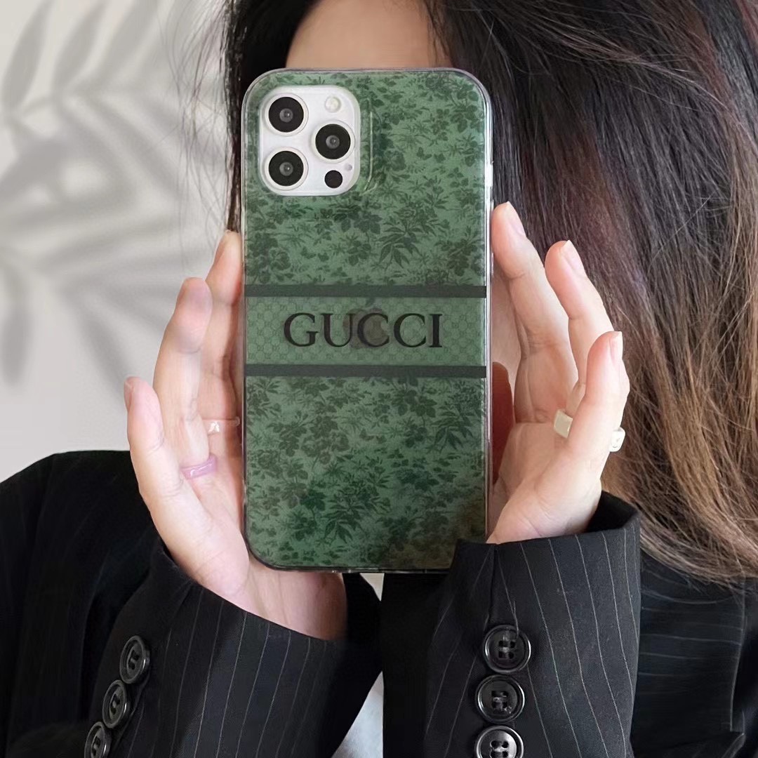 新品gucci古驰碎花手机壳高透双面