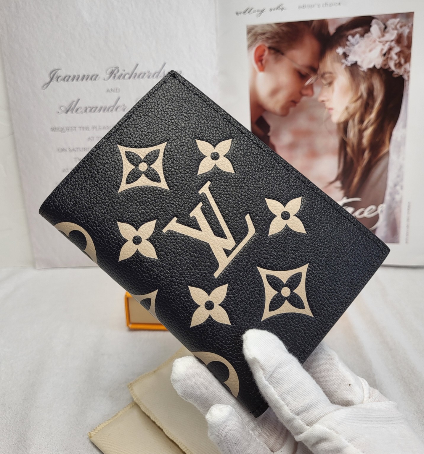 Side view of stylish leather passport holder