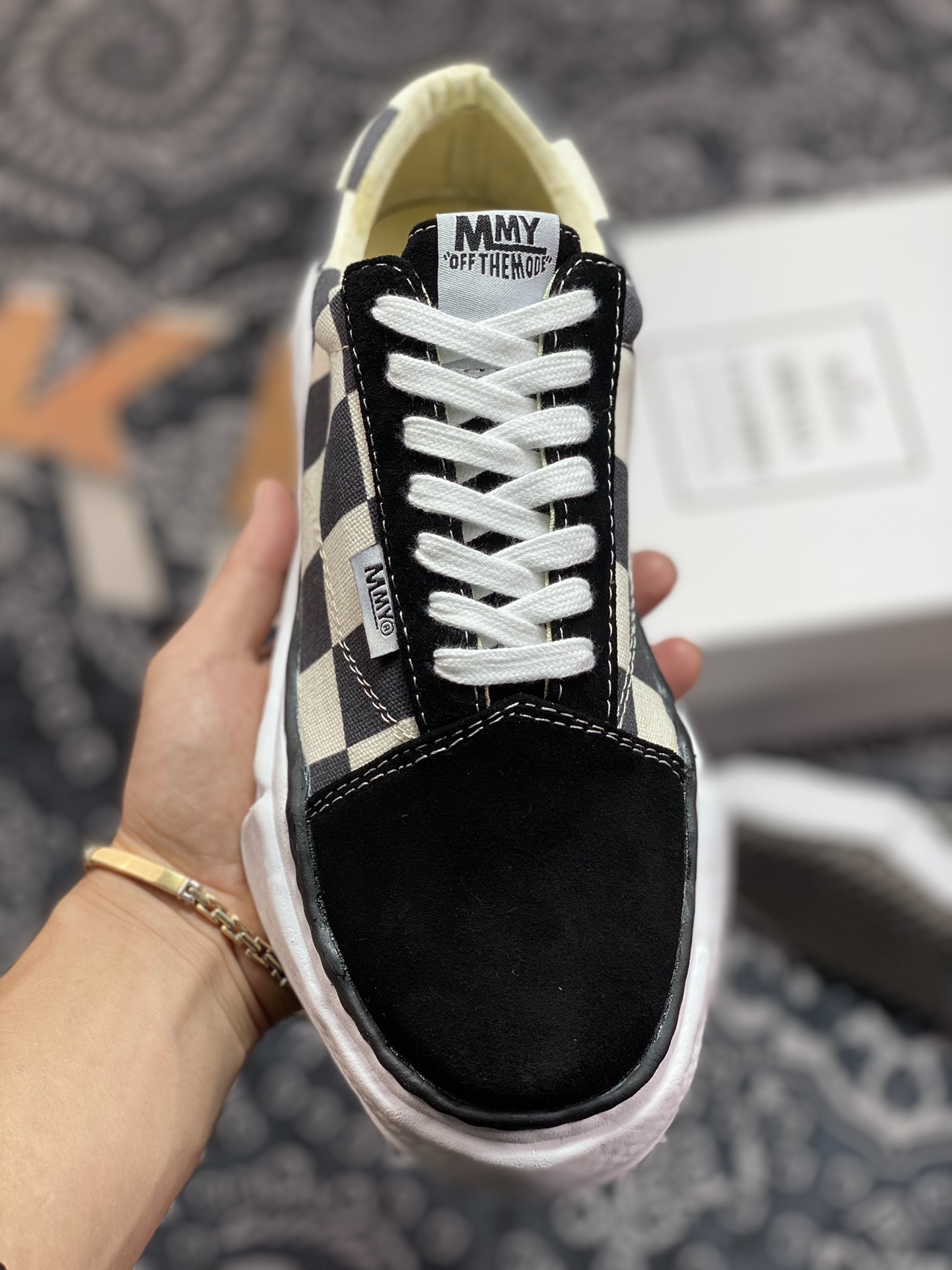 Maison Mihara Yasuhiro Original STC Sole Leather Low-Cut Sneakers ”Mihara Half Checkerboard” Classic Shell Front Edition Sneakers