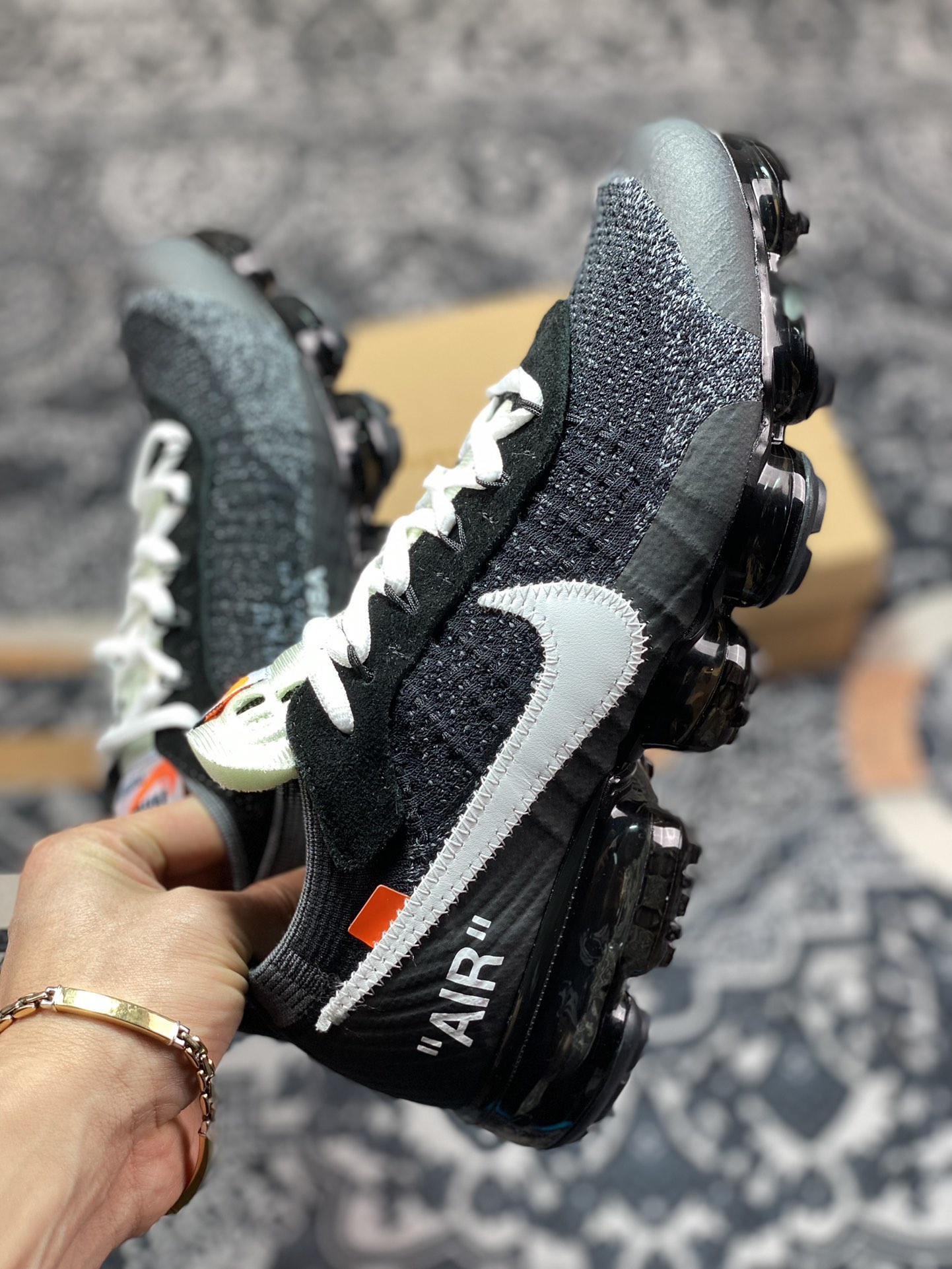 280 Off-White x Nike Air Vapormax Flyknit 2.0”Black/White”二代全掌大气垫慢跑鞋“OW黑白橘解构”AA3831-001