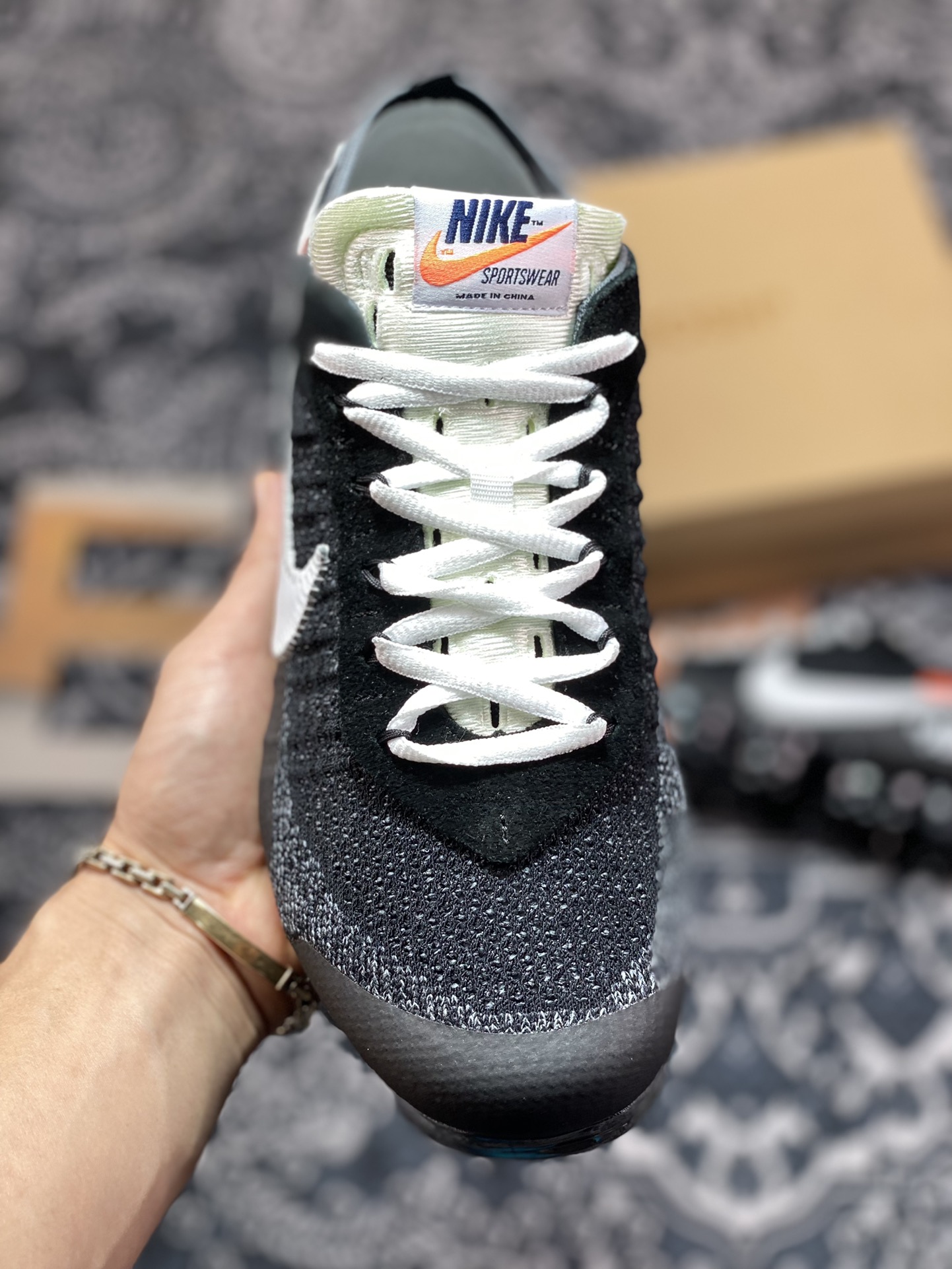 280 Off-White x Nike Air Vapormax Flyknit 2.0”Black/White”二代全掌大气垫慢跑鞋“OW黑白橘解构”AA3831-001