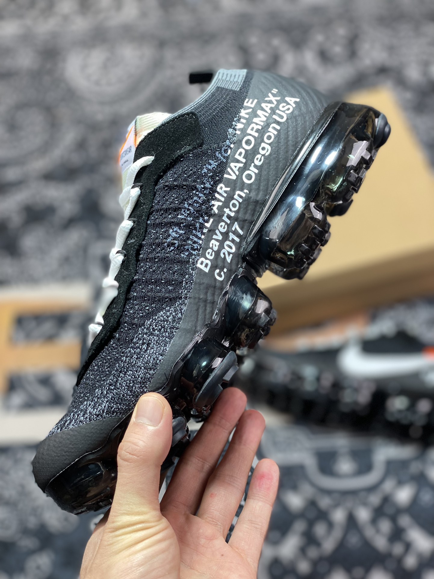 280 Off-White x Nike Air Vapormax Flyknit 2.0”Black/White”二代全掌大气垫慢跑鞋“OW黑白橘解构”AA3831-001
