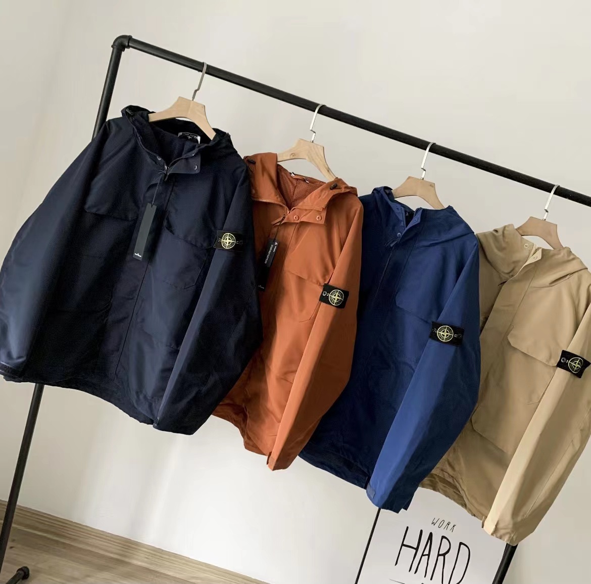 Stone Island Billig
 Kleidung Mäntel & Jacken Blau Stickerei Frühlingskollektion Oberteil mit Kapuze