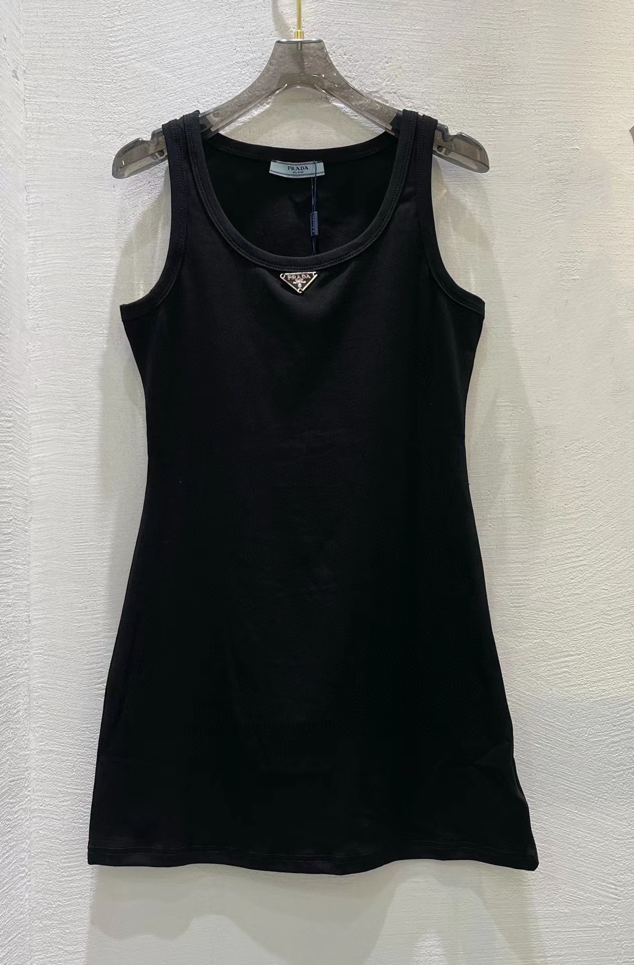 Prada Women's Sleeveless Mini Dress Triangle Logo, Slim Fit, Casual Tank Dress 7 i1675822187 962 6