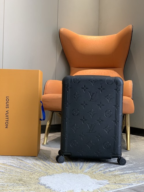 Louis Vuitton Horizon 55cm Black Leather Rolling Luggage Cabin Suitcase