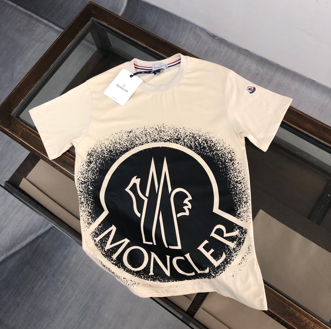 Moncler Clothing T-Shirt Apricot Color Cotton Fashion