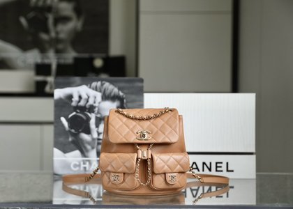 Chanel Bags Backpack Caramel Lychee Pattern Gold Hardware Cowhide Spring/Summer Collection Vintage