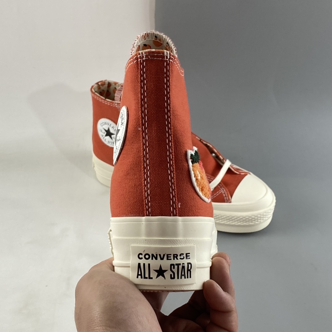 P160 Converse Chuck All Star Peaches 匡威落日橘红色高帮桃子刺绣厚底增高帆布鞋 AO3175C