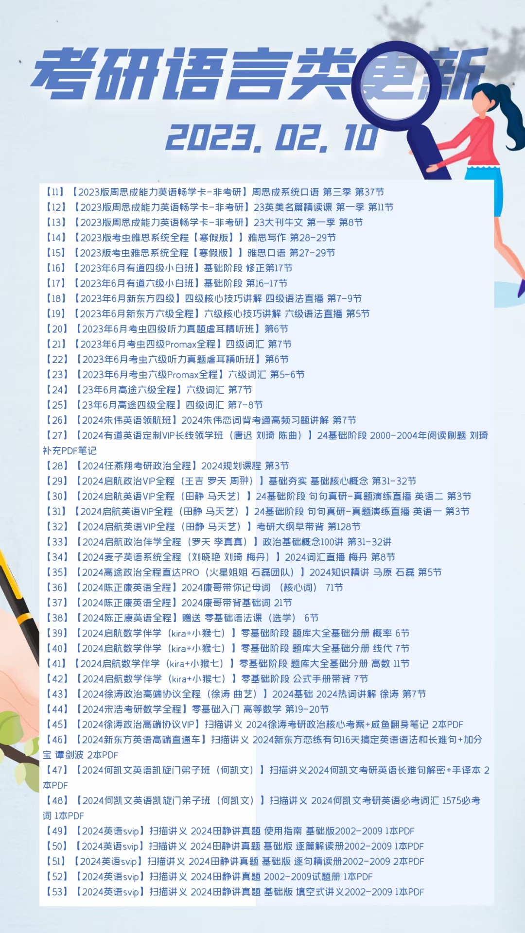 萌学院区02月10号更新 ?2024考研公共课 2024年6月四六级