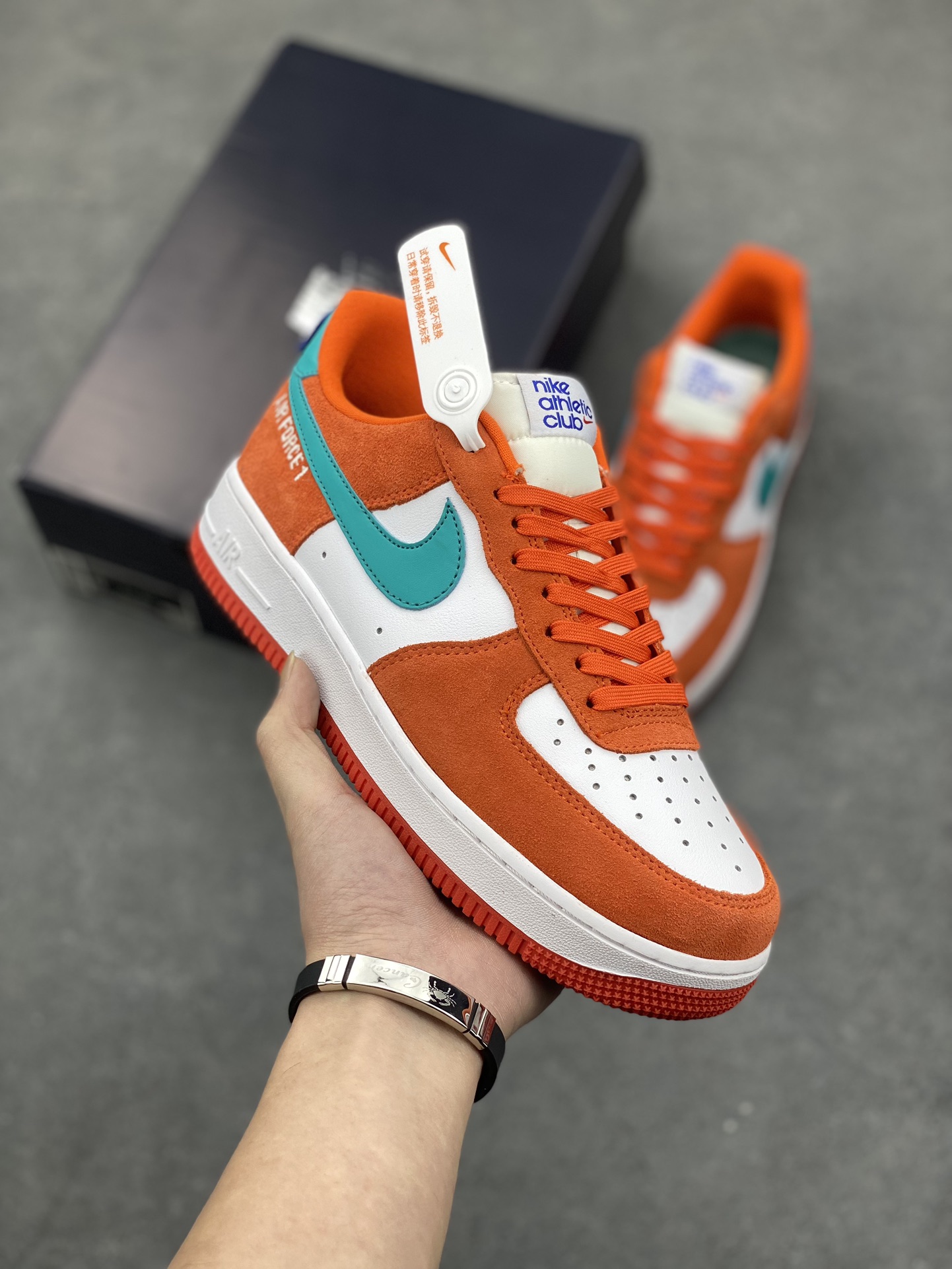 Nike Air Force 1 '07 Low Orange/Teal Athletic Club Casual Shoes DH7568-800 2 i1675973584 4433 0