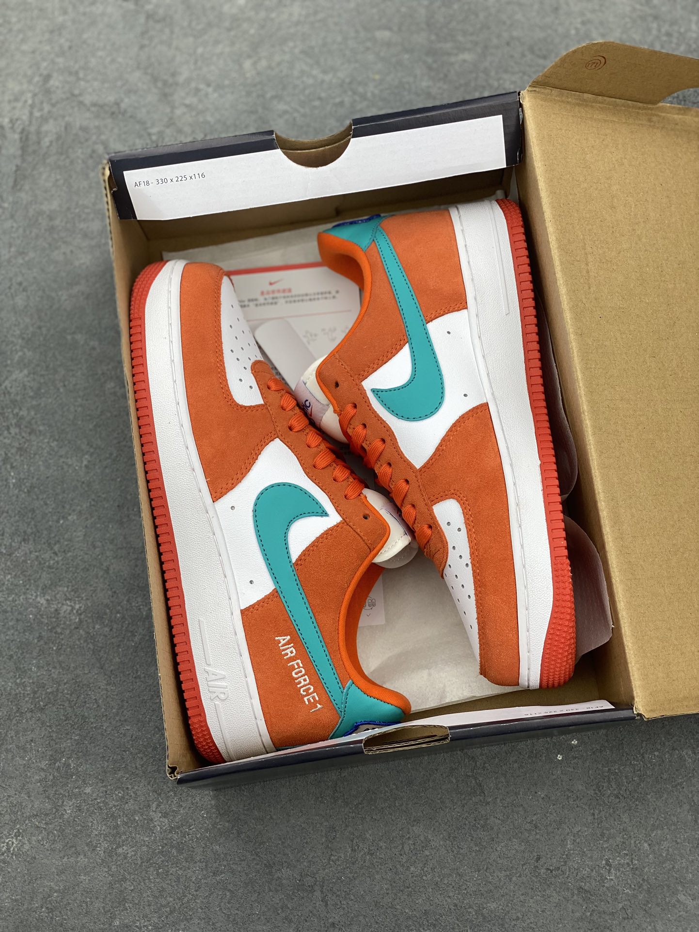 Nike Air Force 1 '07 Low Orange/Teal Athletic Club Casual Shoes DH7568-800 10 i1675973584 5938 8
