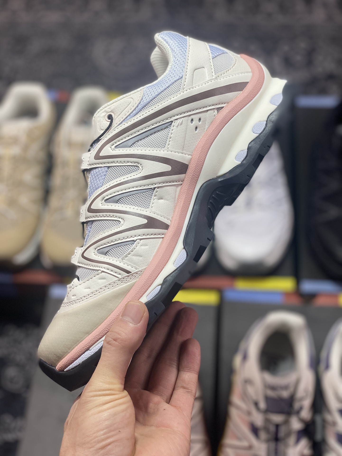 Salomon XT-Quest ADV ”Milky White” XT Explorer series trendy off-road machine running shoes ”milky white light pink blue brown” 417589