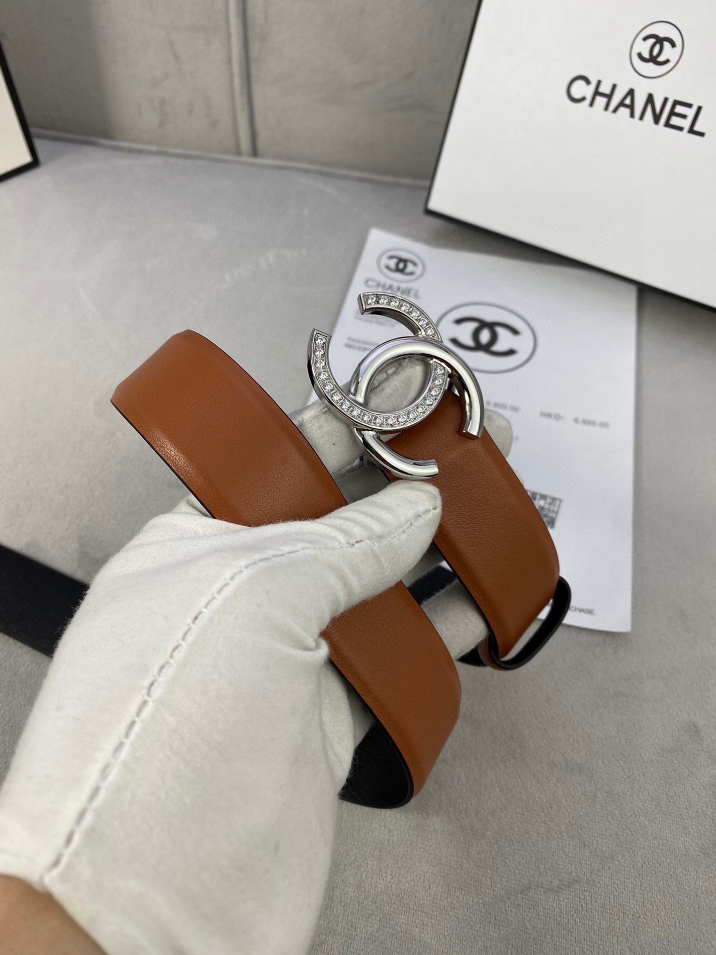 Chanel クラシック平纹/両面牛皮ベルト - 幅3.0cm