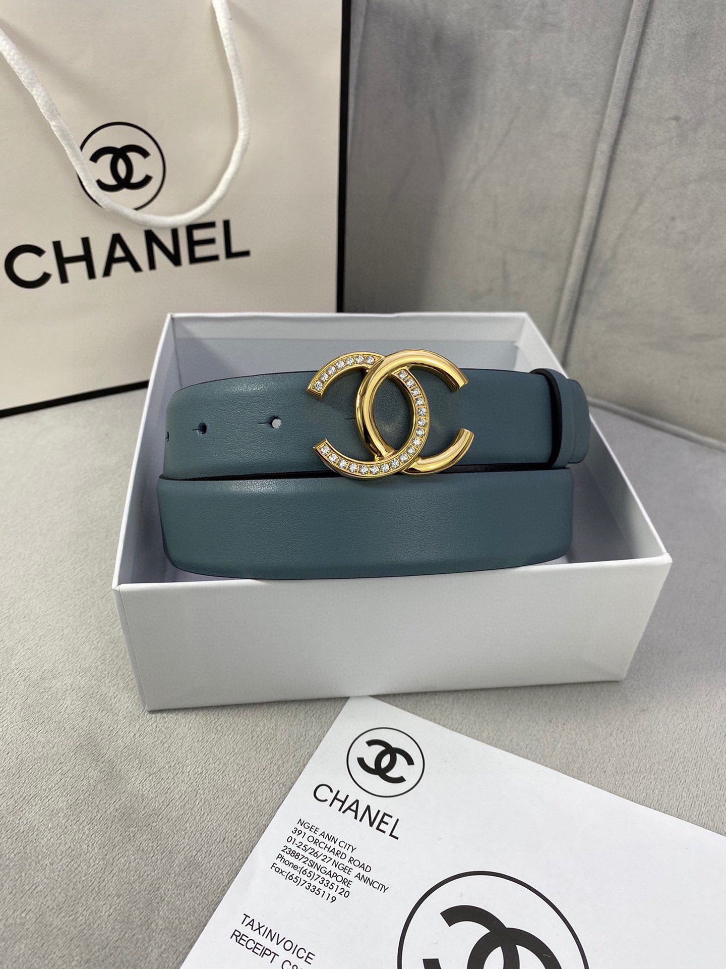 Chanel クラシック 平纹/両面牛皮 3.0cm 幅 銀色釘付きバックル