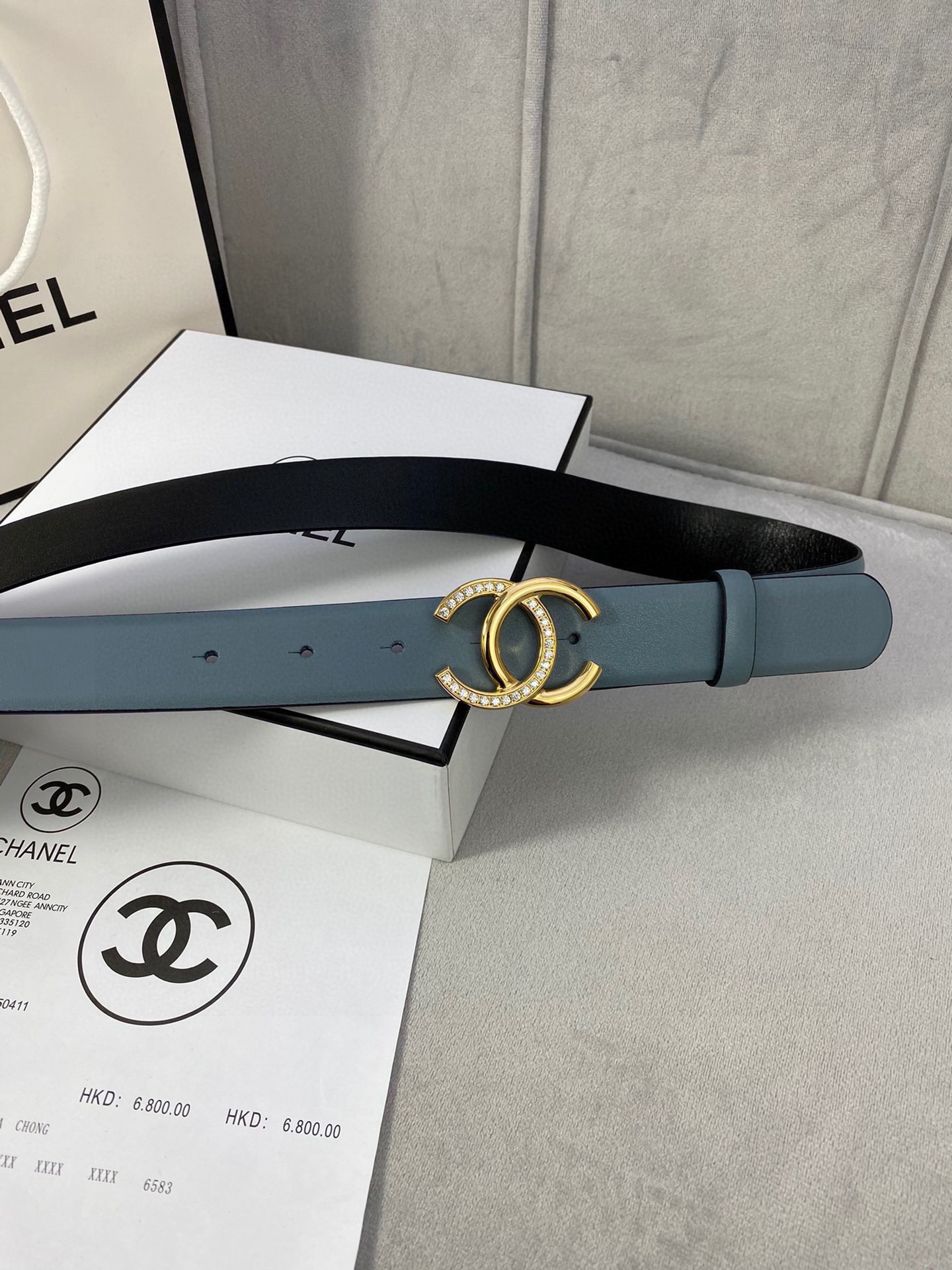 Chanel クラシック 平纹/両面牛皮 3.0cm 幅 銀色釘付きバックル