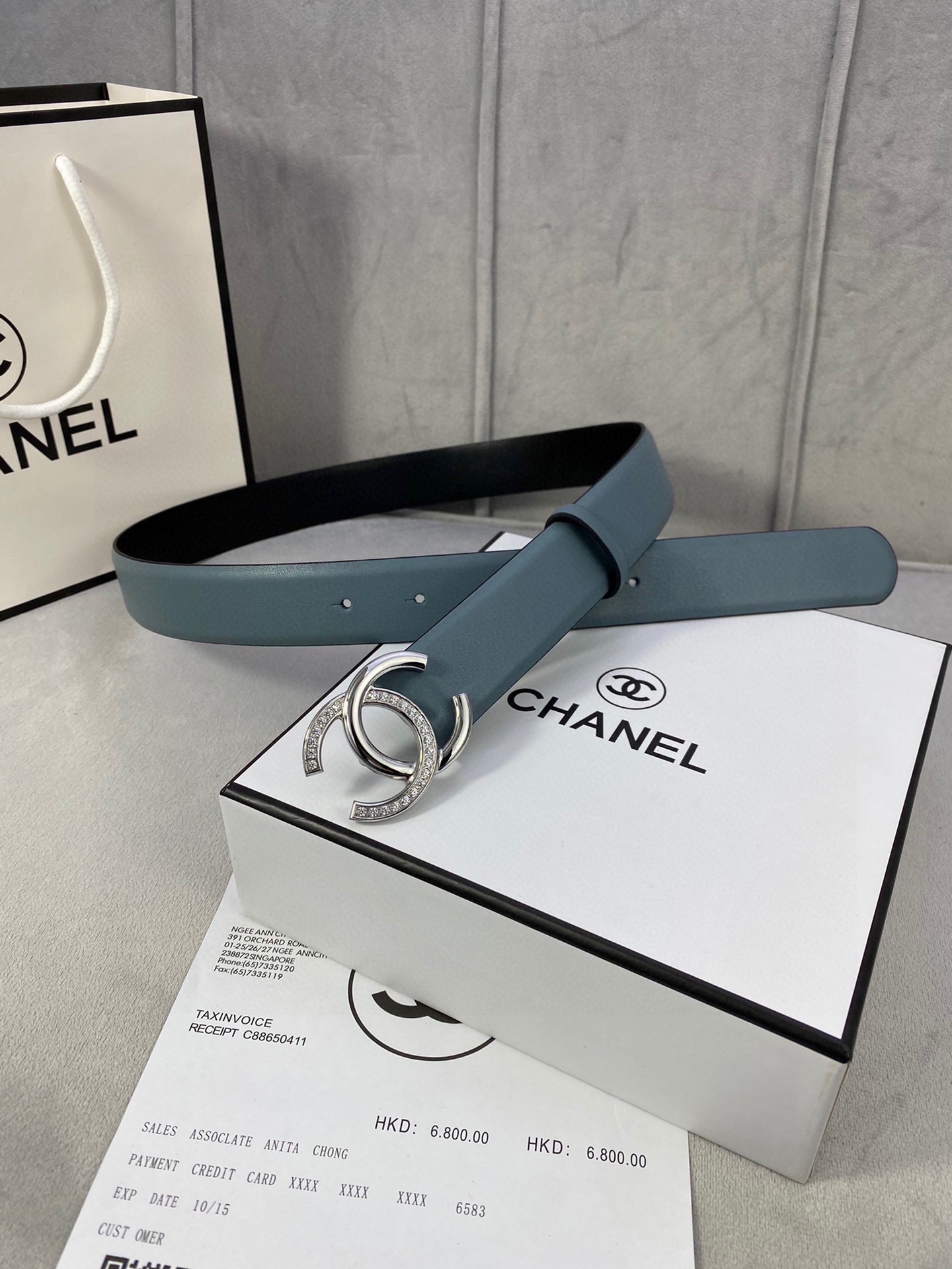 Chanel クラシック 平纹/両面牛皮 3.0cm 幅 銀色釘付きバックル