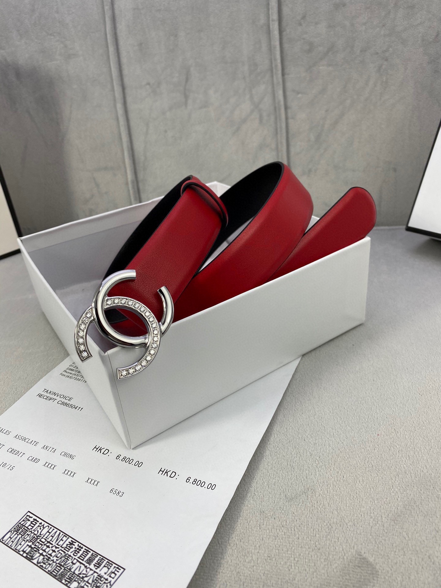 Chanel クラシック平纹/両面牛皮金銀色鋼扣