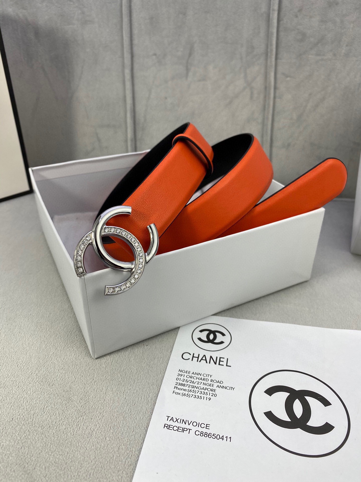 Chanel クラシック平纹/両面牛皮ベルト 金銀色ダイヤモンド付きバックル