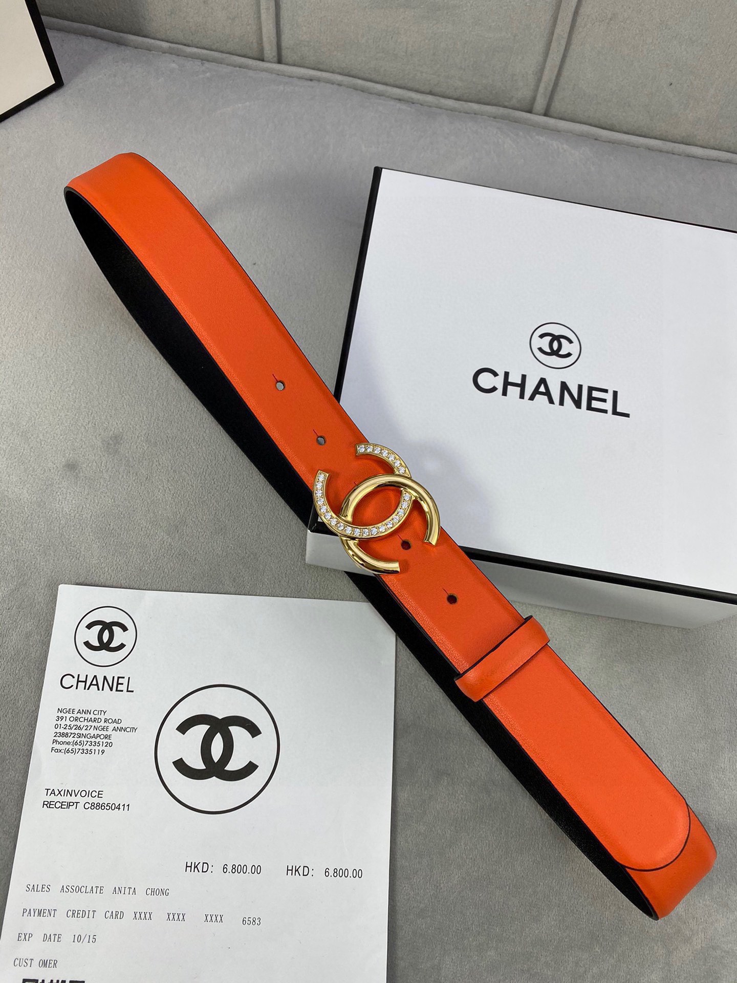 Chanel クラシック平纹/両面牛皮ベルト 金銀色ダイヤモンド付きバックル