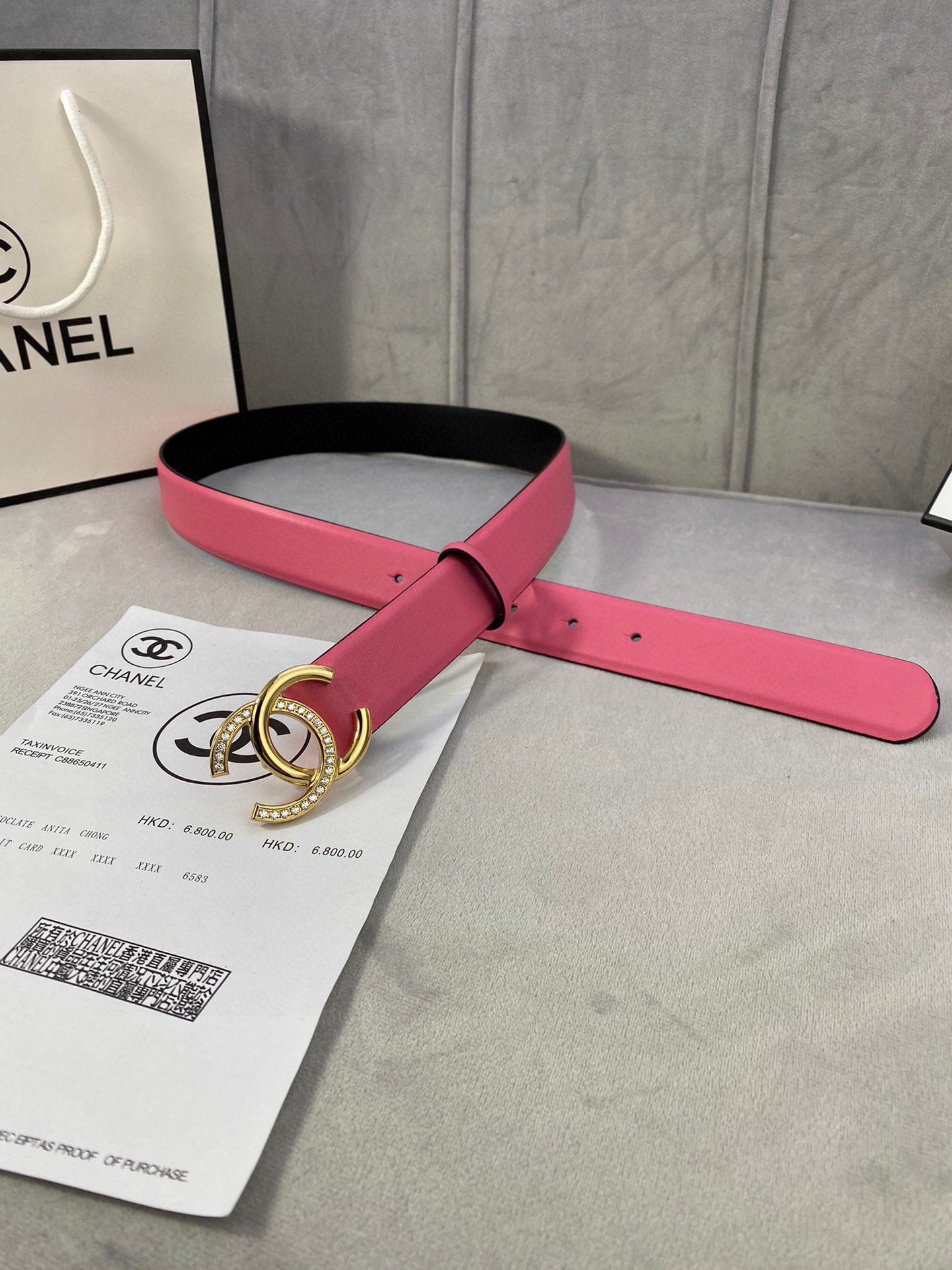 Chanel クラシック平纹牛皮ベルト 3.0cm幅 銀色金具