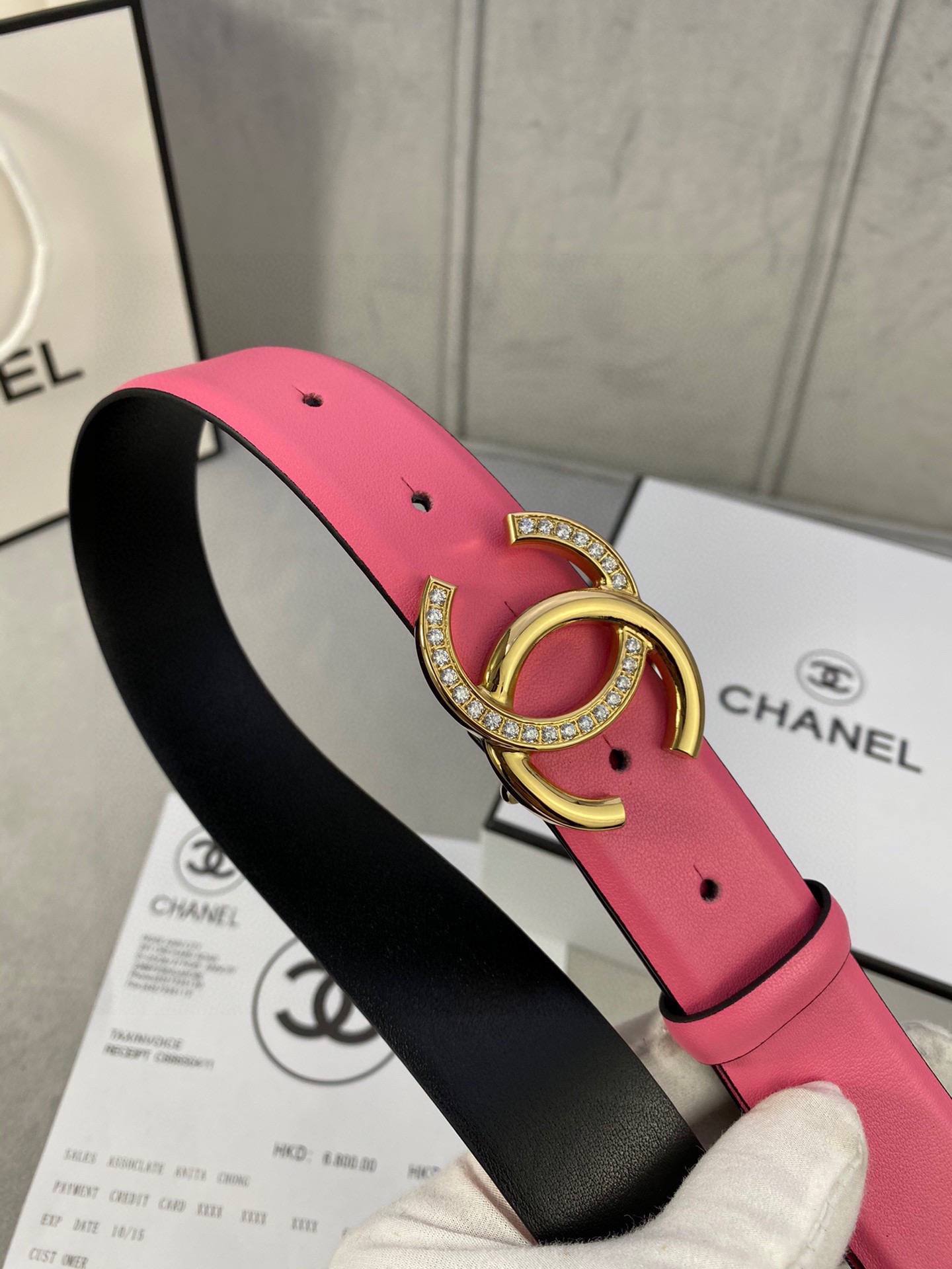 Chanel クラシック平纹牛皮ベルト 3.0cm幅 銀色金具