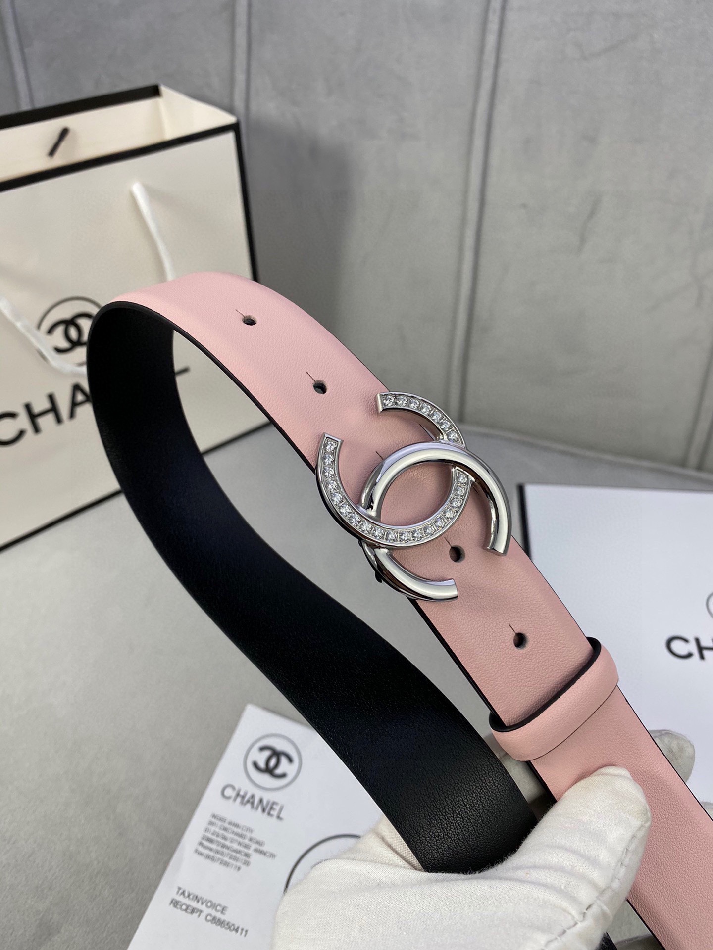Chanel クラシック平纹/二面牛皮 金銀色鋼扣