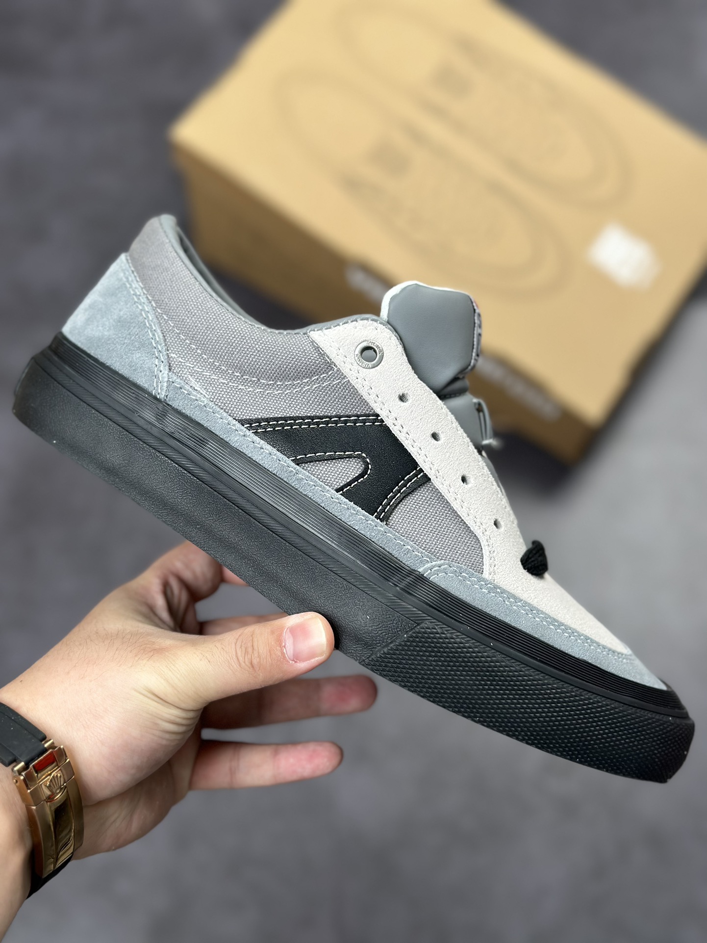 VISION Push Pro Fog Gray Low-Top Suede Pro Skate Sneakers