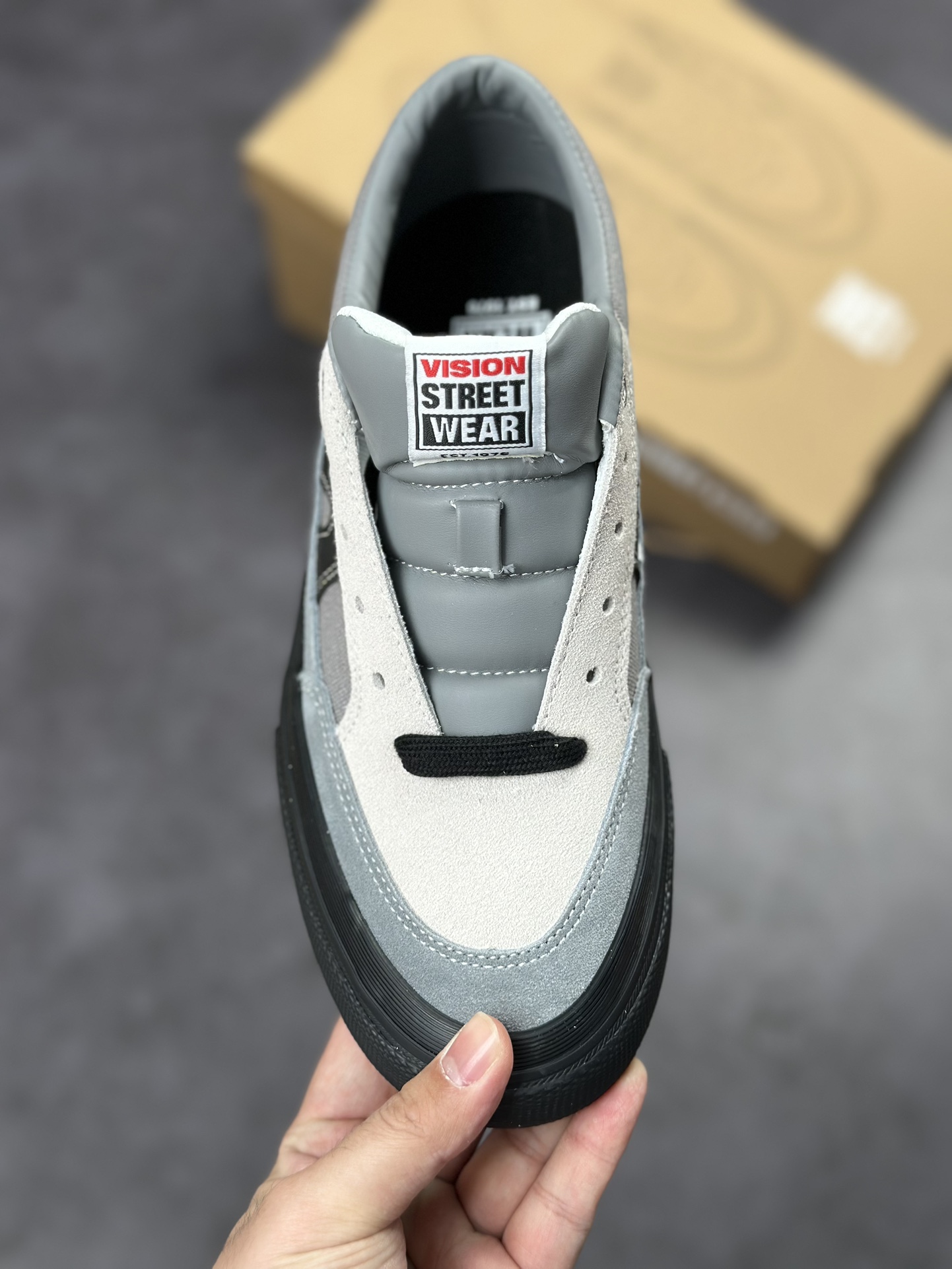 VISION Push Pro Fog Gray Low-Top Suede Pro Skate Sneakers