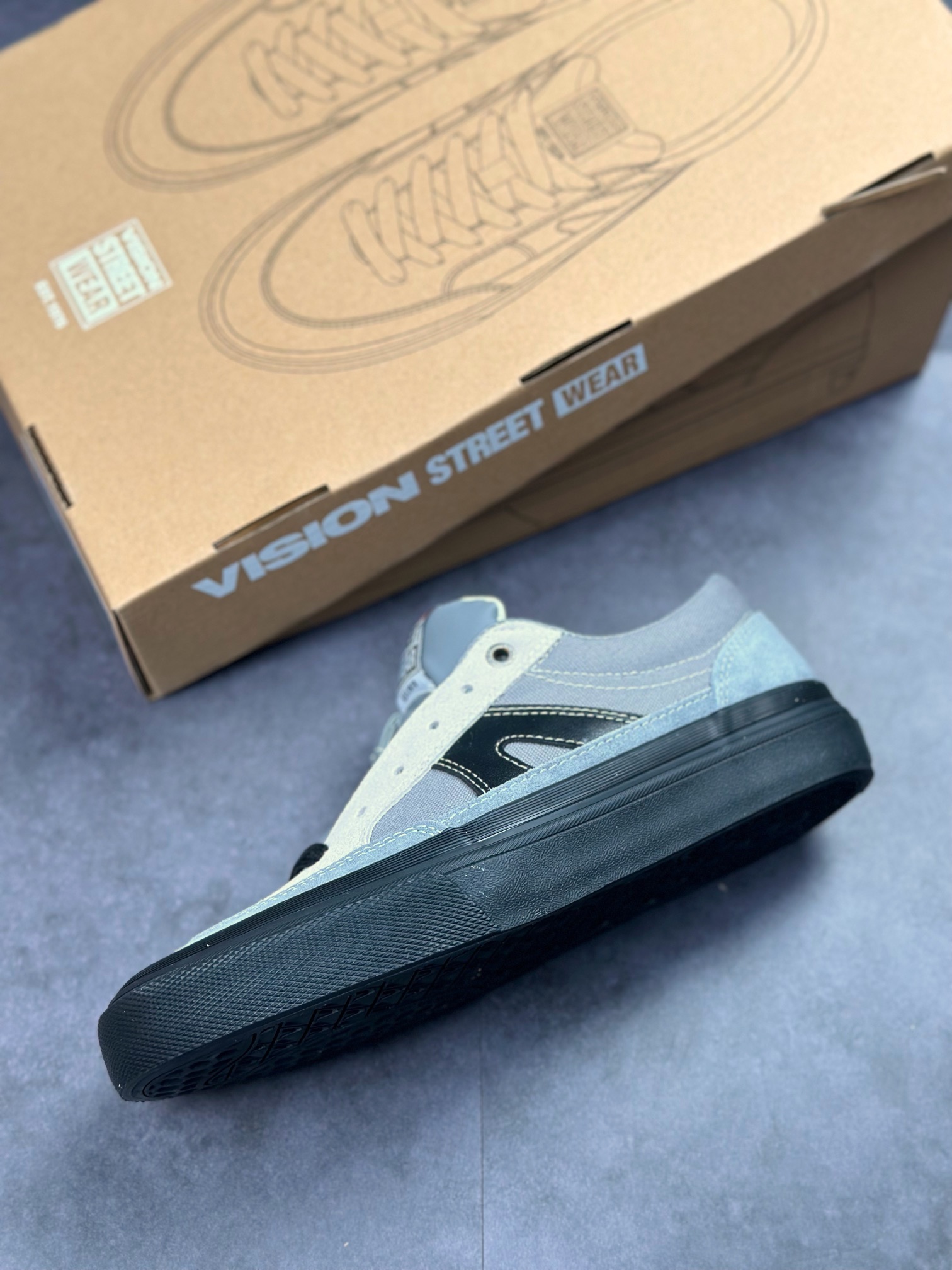 VISION Push Pro Fog Gray Low-Top Suede Pro Skate Sneakers