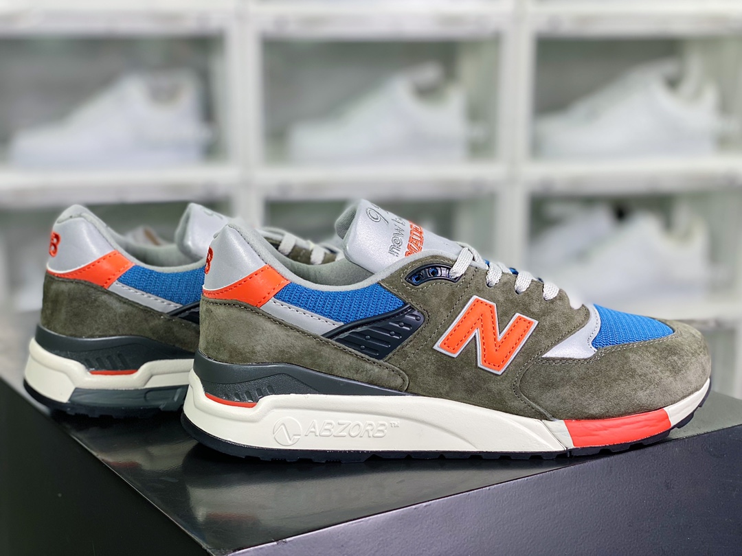 M998 Made in USA high-end American bloodline series classic retro casual sports jogging shoes ”olive green blue orange” M998JC3