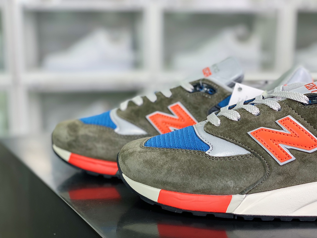 M998 Made in USA high-end American bloodline series classic retro casual sports jogging shoes ”olive green blue orange” M998JC3