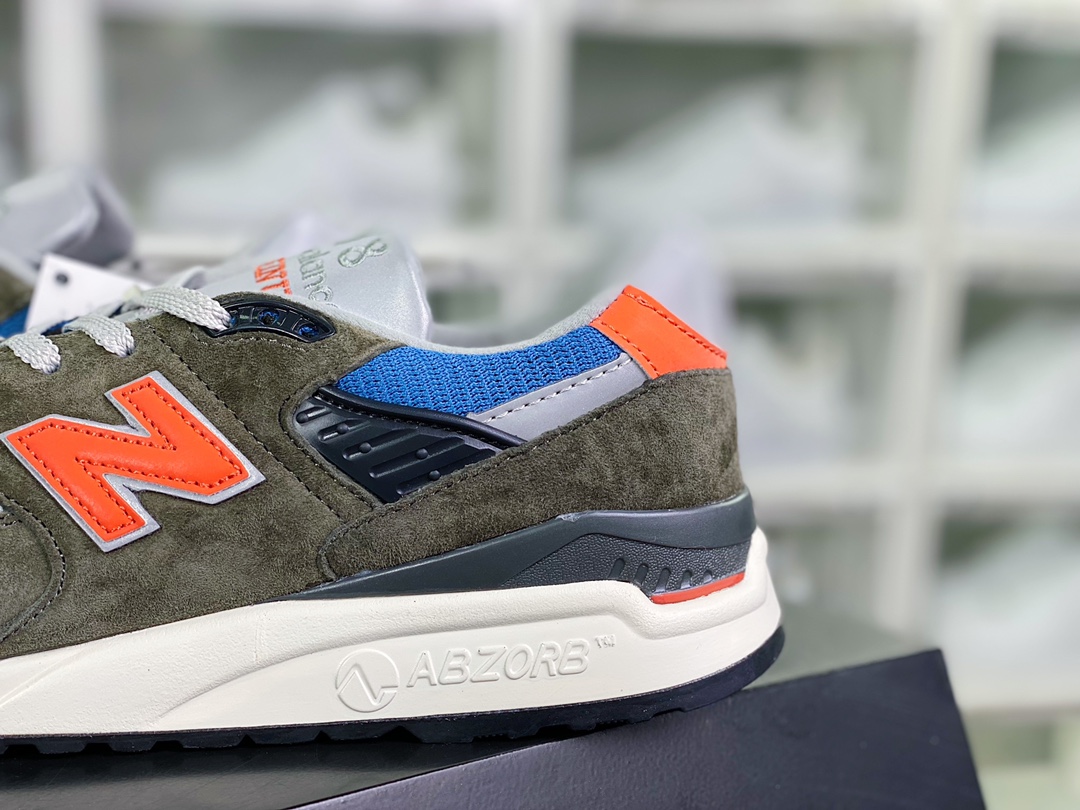 M998 Made in USA high-end American bloodline series classic retro casual sports jogging shoes ”olive green blue orange” M998JC3