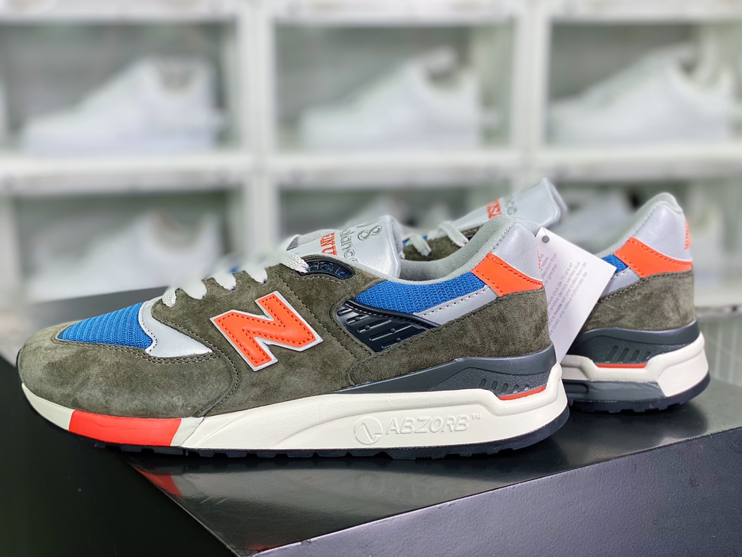 M998 Made in USA high-end American bloodline series classic retro casual sports jogging shoes ”olive green blue orange” M998JC3