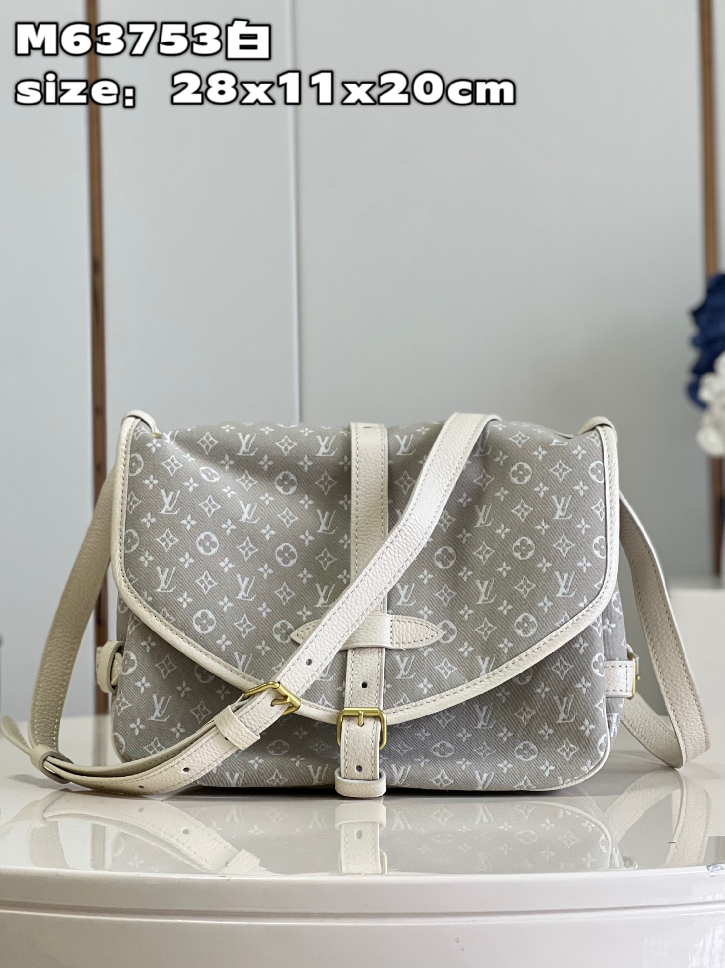 Louis Vuitton LV Saumur Bags Handbags White Monogram Canvas Cowhide Fashion M63753