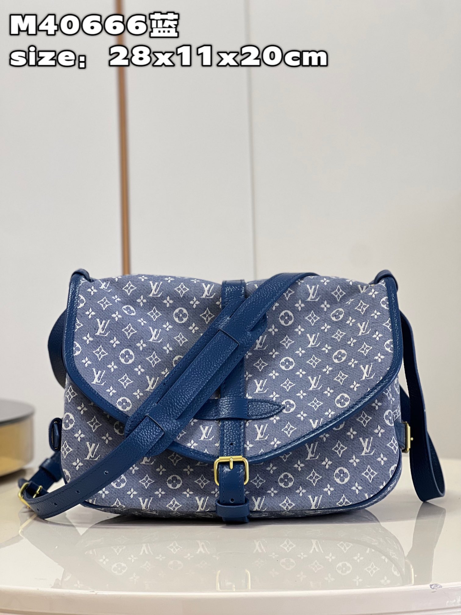 Louis Vuitton LV Saumur AAAAA
 Bags Handbags Blue Monogram Canvas Cowhide Fashion M40666