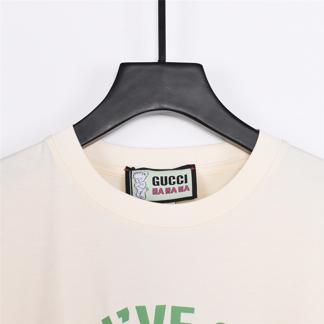 上新160 高端品质 Gucci @haha ha古驰联名限定字母logo圆领短袖