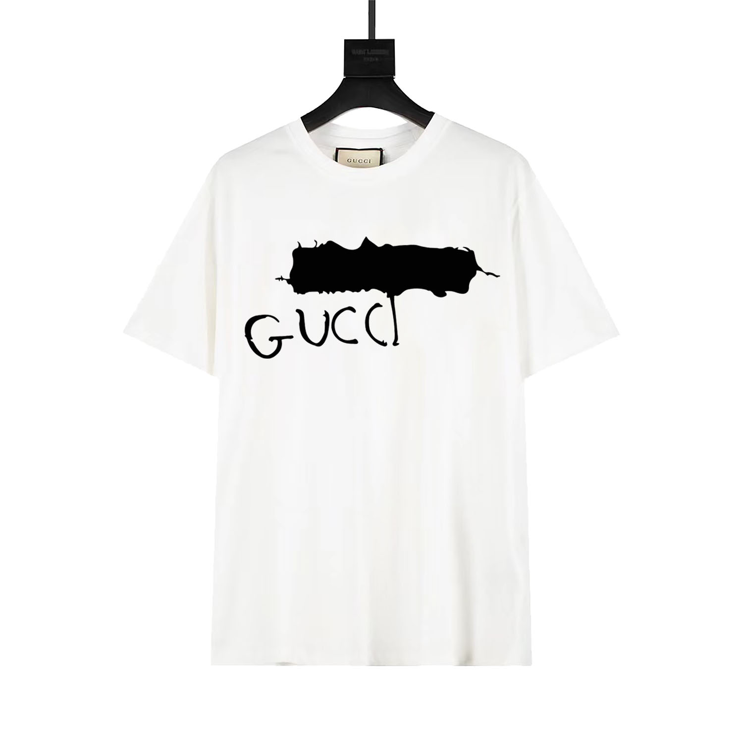GUCCI×BALENCIAGA 联名 20ssFW秋冬款 联名标识LOGO印花圆领短袖 ，定制260克超柔软特别手感、超级质感 舒适柔软透气 休闲宽松版型 潮流男女同款 款号:2496 颜色:黑 白 米杏 码数:SMLXL