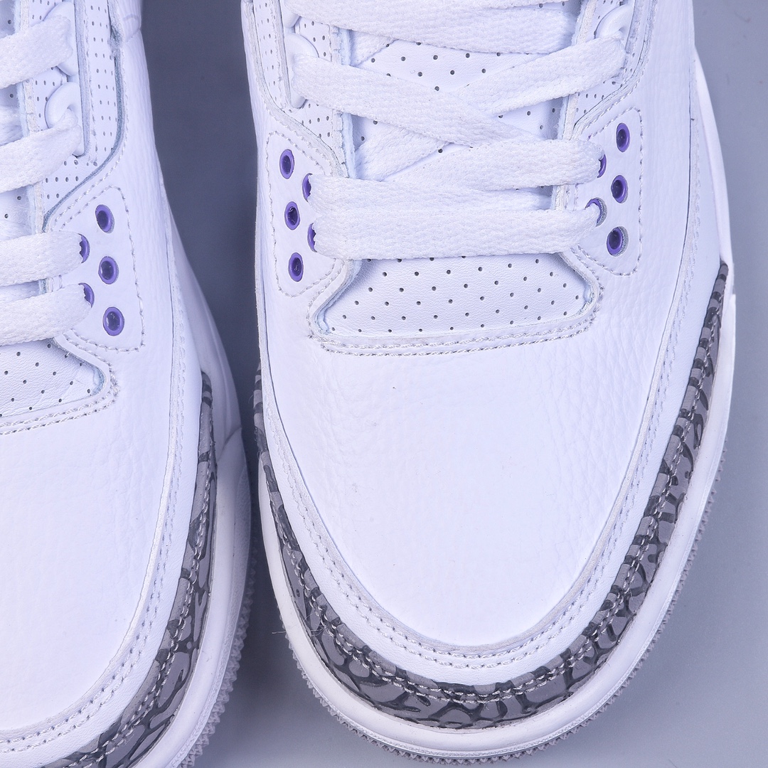 R version Air Jordan AJ3 Retro white purple CT8532-105