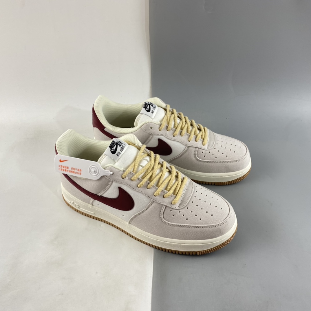 P200 Nike Air Force 1'07 Low 米红色 布面空军一号休闲板鞋 DG2296-019