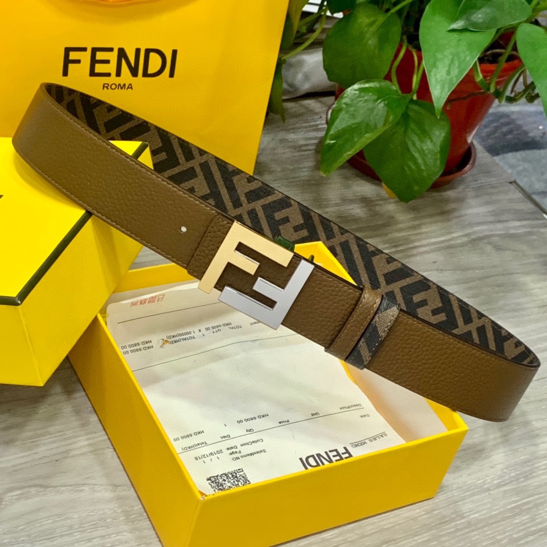 FENDI芬迪专柜同款双环正反用腰带