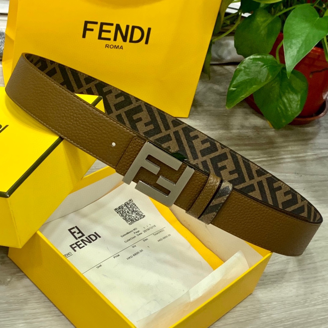 FENDI芬迪专柜同款双环正反用腰带