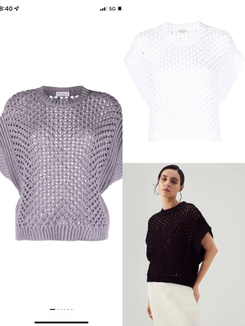Brunello Cucinelli Crochet Knit Cotton Top Lightweight Sweater 1 Brunello Cucinelli Crochet Knit Cotton Top Lightweight Sweater