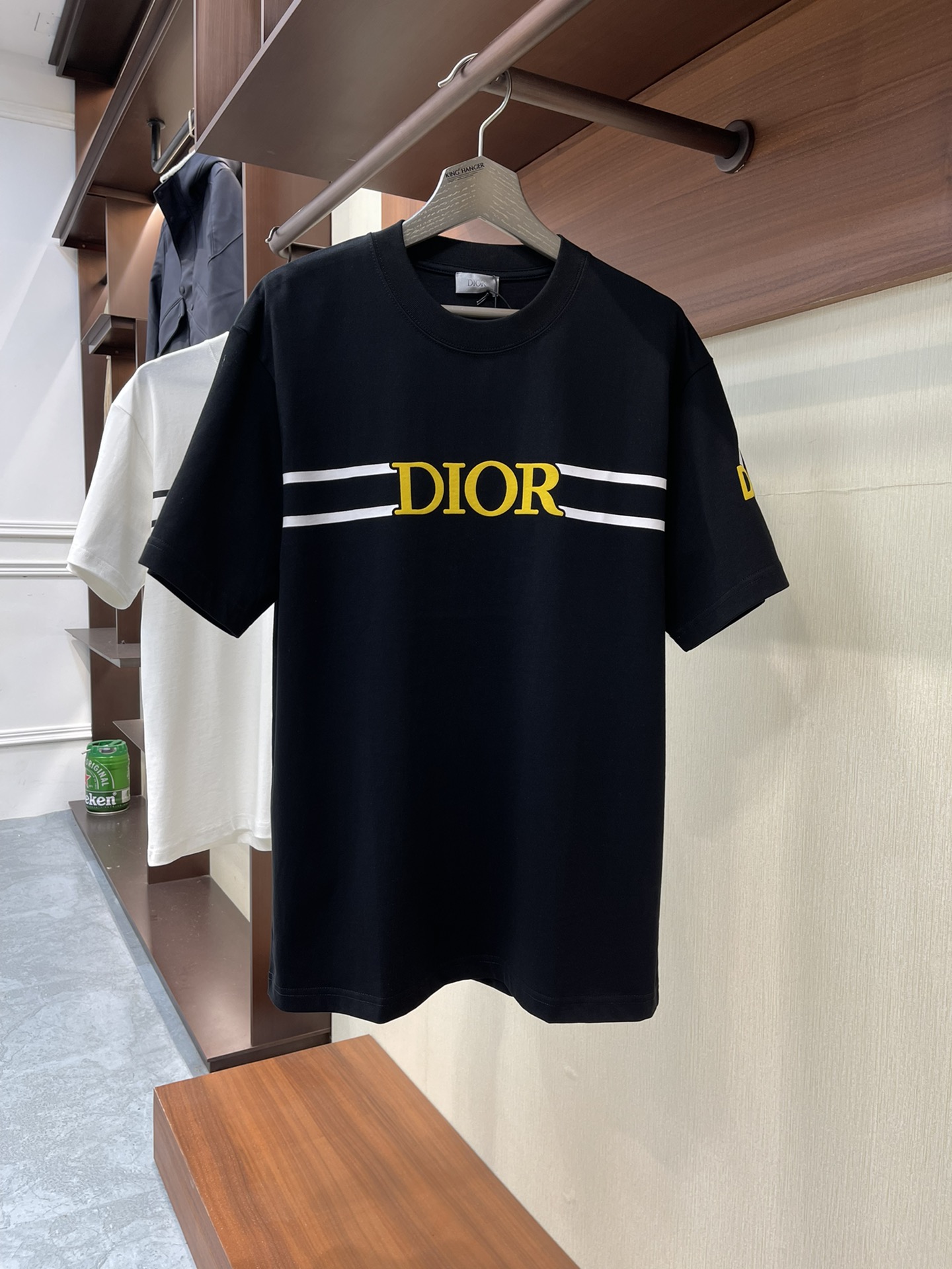 Dior Clothing T-Shirt Black White Embroidery Cotton Spring/Summer Collection Fashion Short Sleeve