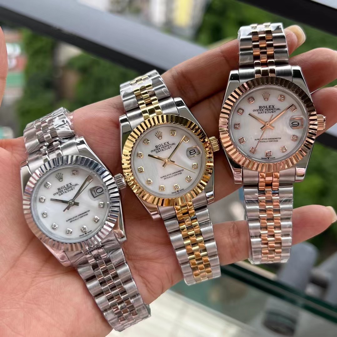 Rolex Datejust Watch Gold Grey White Yellow